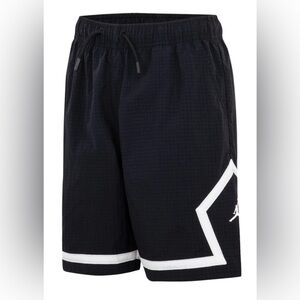 Jordan Boys' Poolside Woven Diamond Shorts Black White Size Medium